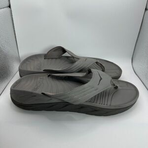 Hoka One One ORA Recovery Flip Flops Mens Size 13 Gray Cushioned